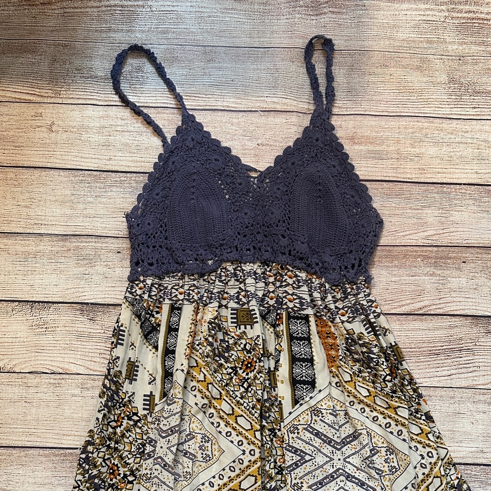 Boho Crochet Top Maxi Dress Size Medium